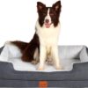 KYG Large Dog Bed Sofa Orthopedic Dog Bed With Removable & Waterproof Cover Dog Couch With Luxury Cozy Flexible Faux Fur Surface Pet Bed With U-Shape Bolster Fits up to 34kg, 90 * 70 * 20cm