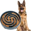 Large Pet Slow Feeder Dog Bowl, Slow Eating Dog Bowl Fun Puzzle Feeding Bowl Non Skid Bloat Stop Dog Food Bowl Interactive Maze Bowl Ink blue