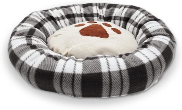 Kuvias Calming Dog Pet Bed, Donut Shaped Dog Bed Curl Up, COMFORT RELAXING Non-slip & Breathable Base - Nest Type Soft Cat Bed Perfect for Small Dogs, Kittens and Puppies (50cm, Black & White)