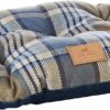 Ferplast Cat And Dog Padded Cushion Scott 45/2, Double-Sided, Tartan, Soft Velvet, Washable, Blue, XS
