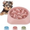 QUMENEY Dog Slow Feeder, Non-slip Puzzle Pet Slower Food Feeding Dishes, Durable Preventing Choking Fun Dog Bowl for Small and Medium Sized Dogs (PINK)