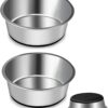 SUOXU Thick Stainless Steel Dog Bowls, Pet Feeding Bowls, Dog Cat Plate Bowls With Non-slip silicone Bases,Medium and Small Dog Feeder Bowls and Water Bowls(M-17cm)