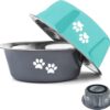YUDANSI 1560ml Dog Bowls 2 Pack Medium Large Dogs Feeding Bowls Food Water Bowls with Non-Slip Silicone Sole, Stainless Steel Dog Dishes Elevated Raised Pet Feeder