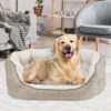 Canine Creations Cozy Pet Bed by Arlee Home & Pet Orthopedic Eco-Friendly Oval Durable Chew Resistant Washable Pet Bed for Medium and Large Large Dogs, Beige