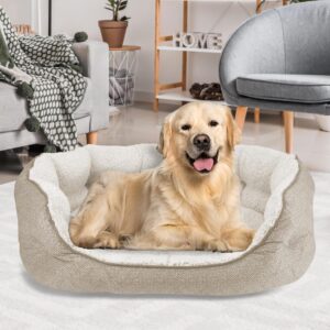 Canine Creations Cozy Pet Bed by Arlee Home & Pet Orthopedic Eco-Friendly Oval Durable Chew Resistant Washable Pet Bed for Medium and Large Large Dogs, Beige