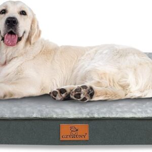 Gzvxuny Orthopedic Dog Bed for Medium, Large and Extra Large Dogs, Dog Bed with Removable Waterproof Cover, Egg Foam and Non-Slip Bottom, Pet Bed Machine Washable, Grey L(90x60x8cm)