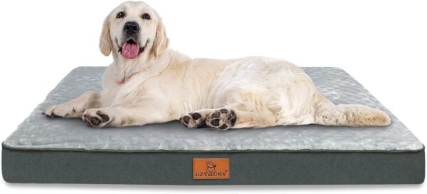 Gzvxuny Orthopedic Dog Bed for Medium, Large and Extra Large Dogs, Dog Bed with Removable Waterproof Cover, Egg Foam and Non-Slip Bottom, Pet Bed Machine Washable, Grey L(90x60x8cm)