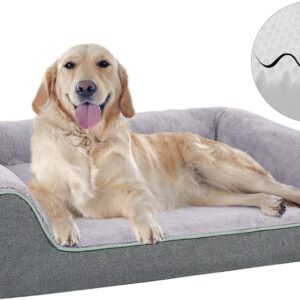 URGVANZ PET Orthopedic Dog Sofa Beds for Medium Large XL Dogs,Egg Crate Foam Couch Pet Beds with Removable Washable Plush Cover- 36"x27"x7.5" Large Bolster Dog Beds