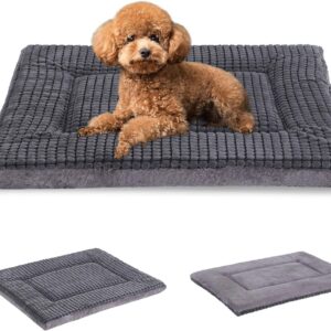 BVAGSS Dog Bed Mat,Reversible Dog Crate Pad, Memory Foam Dog Beds, Soft Warm Pet Cushion for Small Medium Dogs, Washable Pet Sleeping Mattress Kennel Bed Pad XH079 (60x45x4cm,Light Grey)