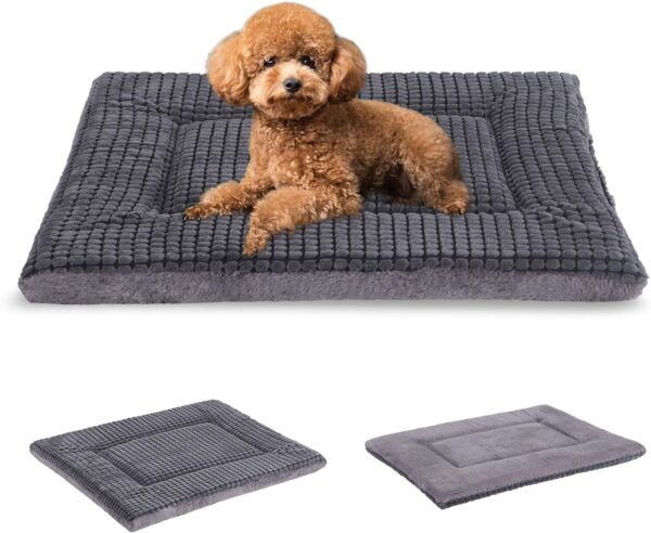 BVAGSS Dog Bed Mat,Reversible Dog Crate Pad, Memory Foam Dog Beds, Soft Warm Pet Cushion for Small Medium Dogs, Washable Pet Sleeping Mattress Kennel Bed Pad XH079 (60x45x4cm,Light Grey)