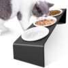 Vmglgig Ceramic Cat Food Bowls, 3PCS Cat Bowl With 15° Tilted Metal Stand,Raised Cat Bowls for Food and Water, Cat Feeding Station for Cats and Puppy