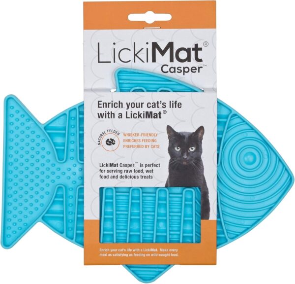 LickiMat Casper, Fish-Shaped Cat Slow Feeders for Feline Boredom and Anxiety Reduction; Perfect for Food, Treats and Anxiety Reduction, Turquoise