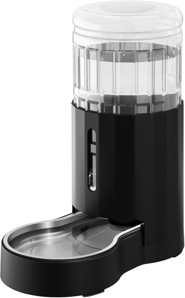 JUNSPOW 7L Stainless Steel Pet Water Dispensers, Large Capacity Gravity Pet Waterer, No Electricity & Ultra-Silent Automatic Water Dispenser for Large Dogs/Multi-cat Household,Black