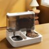 2 in 1 Automatic Cat Feeder,All in One Auto Feeder Food and Water Dispenser,Pet Feeder For Cats And Small Dogs,3.8L Gravity Pet Feeder Station for Home Travel Grey