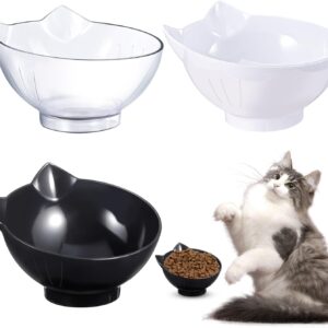 3 Pcs Cat Bowls Tilted Elevated Cat Food Water Bowls Plastic Cat Feeding Bowls Kittens Dishes 15° Cat Feeder Bowl For Pets Cats Puppy