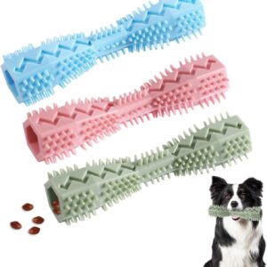 3Pcs Dog Toys Puppy Toothbrush Chew Toys,Dog Chew Toy for Boredom Puzzle Treat Pet Slow Feeder Chew Toys Tough Rubber Chewers Toy,Dogs Dental Care Teeth Cleaning Toy for Small Medium Pet Dogs