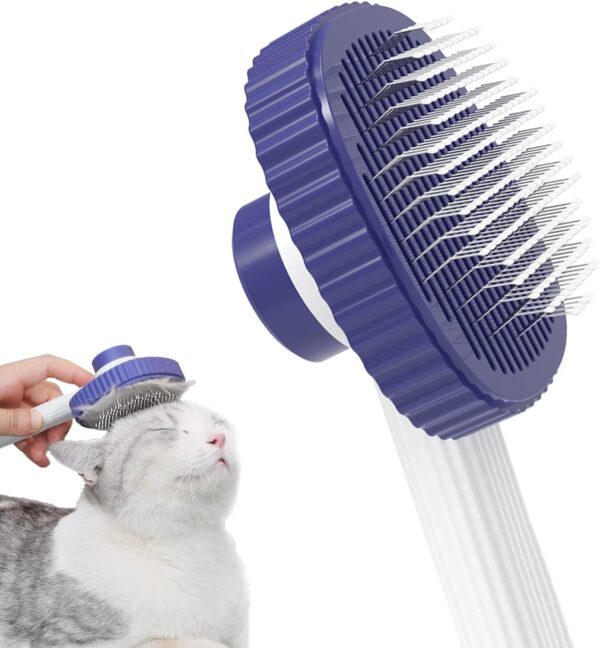 ACE2ACE Cat Brush for Indoor cats, Cat Grooming Brushes for Short and Long Hair Cats, Self Cleaning Cat Brush to Remove Loose Fur and Tangles-Blue