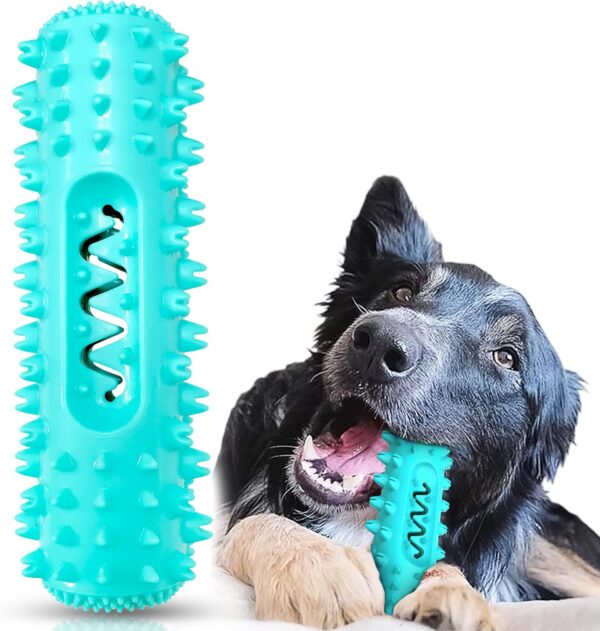 AL AILAIKE Dog Chew Toy, Stick Bone for Dog Teeth Cleaning, 100% Natural Rubber Indestructible Squeaky Dog toys, for Small/Medium.. Dogs Toothbrush Dental Care (BLUE)