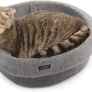 ALL FOR PAWS Heated Cat Bed for Small Size Cats and Dogs, 18" Soft & Cozy Heated Pet Bed, Self Heating Cat Pad,Super Soft Cat Beds for Indoor Cats