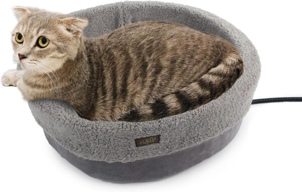 ALL FOR PAWS Heated Cat Bed for Small Size Cats and Dogs, 18" Soft & Cozy Heated Pet Bed, Self Heating Cat Pad,Super Soft Cat Beds for Indoor Cats