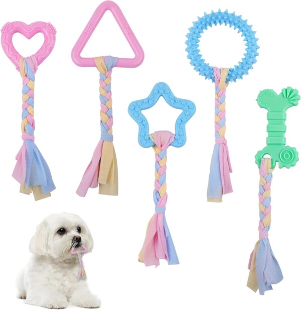 Ailvor Dog Toys Puppy Toys 8 weeks small dog,5 Pcs Puppy Chew Toys Puppy Teething Toys with Natural Cotton Interactive Ropes for Dogs Oral Teeth Soothe Itching Puppy Chew Toys