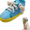 Andiker Dog Squeaky Toy, Durable Shoes-shaped Dog Chew Toys with Squeakers to Reduce Boredom and Consume Extra Energy Interactive Puppy Chew Toys for Small Medium Large Dogs (High,Blue)
