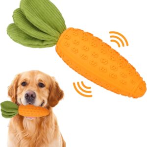 Anseom Squeaky Dog Chew Toys for Aggressive Chewers Rubber Carrot Indestructible Dog Toy Training and Teeth Cleaning Dog Toys Durable Interactive Dog Toys for All Breed Sizes