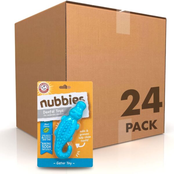 Arm & Hammer for Pets Nubbies Dental Toys Gator Dental Chew Toy for Dogs, 24 Pack | Best Dog Chew Toy for Moderate Chewers | Reduces Plaque & Tartar Buildup Without Brushing, Gator