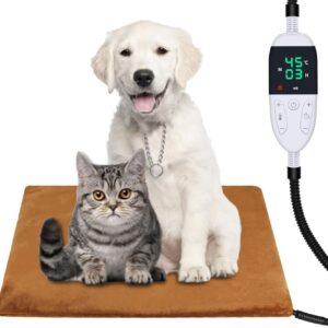 Asstikoo Pet Heating Pad,Adjustable Dog Heating Pad with 12 Timer and 30 Temperature Level,Pet Indoor Heating Blanket for Cats Dogs with Chew Resistant Cord,Long-Time Working Electric Pet Heated Mat