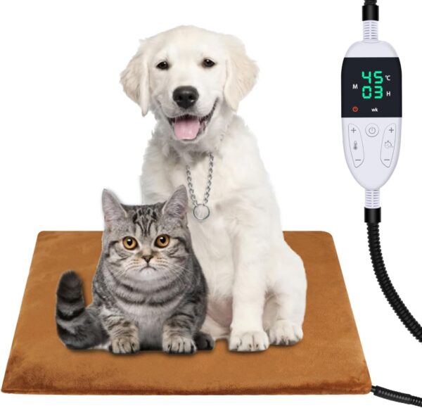 Asstikoo Pet Heating Pad,Adjustable Dog Heating Pad with 12 Timer and 30 Temperature Level,Pet Indoor Heating Blanket for Cats Dogs with Chew Resistant Cord,Long-Time Working Electric Pet Heated Mat