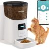 Automatic Cat Feeder, MYPIN 2.4G WiFi 6L Cat Food Dispenser, App Control Cat Feeder Automatic with Timer, Low Food Alarm, 10s Voice Recording, Up to 50 Portions 15 Meals Per Day for Cats