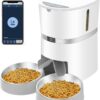 Automatic Cat Feeder, Smart Pet Food Dispenser with APP Control, WiFi Enabled Automatic Feeder for Dogs, Cats & Small Pets, Double Stainless Steel Bowls,6 Meals Portion Control and Voice Recording