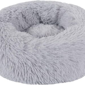 BVAGSS Anxiety Dog Bed, Round Plush Donut Dog Bed Cat Bed Marshmallow Fluffy Cuddler Washable Calming Puppy Bed for Small Dogs XH034 (Diameter:40cm, Light Grey)