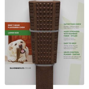 Bamboodles T-Bone Dog Chew for the most even the most aggressive of chewers LARGE BEEF