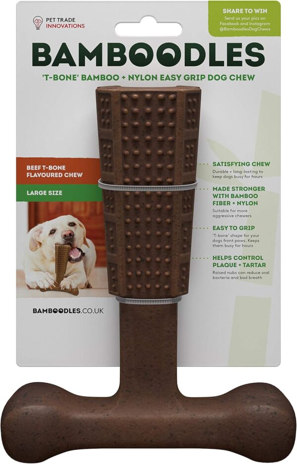 Bamboodles T-Bone Dog Chew for the most even the most aggressive of chewers LARGE BEEF