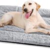 Baodan Dog Bed Large Washable, Plush Pet Cat Beds Cushion Mattress, Soft Warm Dog Mat Pad for Medium Large Dogs- L 90x60 cm, Grey