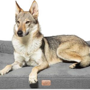 Bedsure Orthopedic Dog Bed Large - Washable Dog Sofa Bed Couch with Removable Cover& Nonskid Bottom, Dark Grey, 91x68x18cm