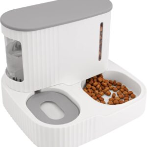 Belle Vous Automatic Gravity 2-in-1 Pet Feeder & Water Dispenser - 850ml/29oz Capacity Waterer - Food Bowl for Large & Small Dogs, Cats, Kittens & Puppies - Easy-to-Clean, Suitable for Wet or Dry Food