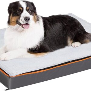 BingoPaw xlarge dog bed Memory Foam Dog Bed, Large Grey Orthopaedic Dog Bed with Orange Trim Washable and Water Resistant XL (110x85cm)