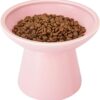 CEEFU Extra Wide Elevated Cat Bowls - Ceramic Cat Food Bowl 6.2" Raised Cat Food Bowls Elevated Shallow Cat Food Dish, Whisker Fatigue, Lead & Cadmium Free, 5" Good Height for Cat Feeding - Pink