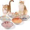 Cat Bowls Ceramic Cat Food Bowl 5.5 Inches Cat Dishes And Bowls Cute Kitten Bowl Whisker Fatigue Cat Bowl Wide Shallow Cat Feeding Bowls Set 6 Cat Plate Cat Bowl Microwave and Dishwasher Safe 8.5 oz