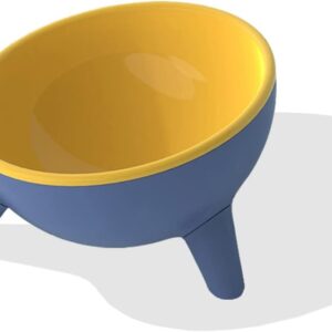 Cat Bowls Tilted Raised,Single Cat Feeding Bowls with Stand,Elevated Cat Food Water Bowl Kittens Dishes 15° Inclined Angle Cat Feeder,Yellow