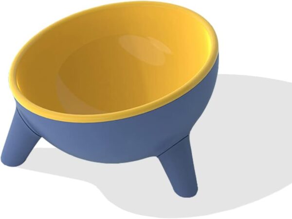 Cat Bowls Tilted Raised,Single Cat Feeding Bowls with Stand,Elevated Cat Food Water Bowl Kittens Dishes 15° Inclined Angle Cat Feeder,Yellow