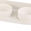 Cat Food Water Bowl Set - Raised Cat Bowls with Non Slip Stand - Elevated Puppy Bowls for Small Dogs - Double Ceramic Cat Feeding Bowls with Splash Proof Guard - Tall Cat Dishes - 2 x 480 ML - 16.2 OZ