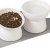 Cat Food Water Bowl Set - Raised Ceramic Cat Feeding Bowls with Non Slip Mat - Elevated Cat Dishes Anti Vomiting - Extra Wide Large Cat Bowl Whisker Friendly - Microwave and Dishwasher Safe - 3 Pack