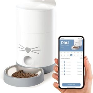 Catit PIXI Smart Automatic Dry Cat Food Feeder, Schedule and Portion Control Meals For Cats, White