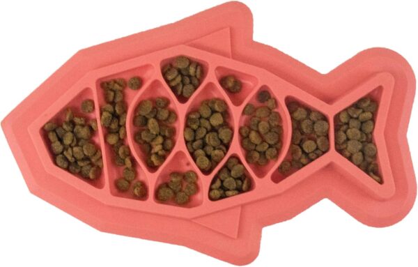 Catstages Fishie Fun Feed Mat Slow Feeder Cat Bowl, Pink