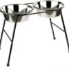 Classic Pet Products Double Feeder High Stand with 2500 ml Stainless Steel Dishes, 370 mm Tall, clear