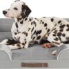 Codi Large Memory Foam Layer Dog Bed, Washable Orthopedic Dog Bed Couch with Removable Zipper Cover, Waterproof Dog Bed Sofa Bed, Grey, 91x68x(7.5+8.9) cm