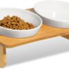 ComSaf Raised Cat Bowl with Stand, Melamine Elevated Cat Food Bowl, 15° Tilted Cat Water Bowl Set, 2 Pack of Feeding Dishes For Cats and Puppy, Protect Pet's Spine, Whisker Stress Free Anti Vomiting